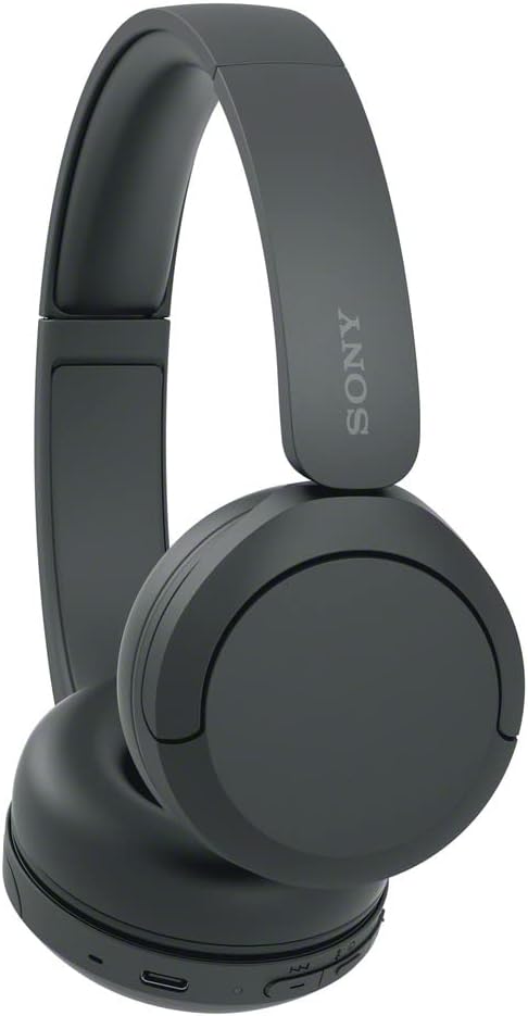 WH-CH520 Bluetooth Wireless On-Ear Headphones with Microphone, 50 Hours Battery Life, Quick Charging - Black