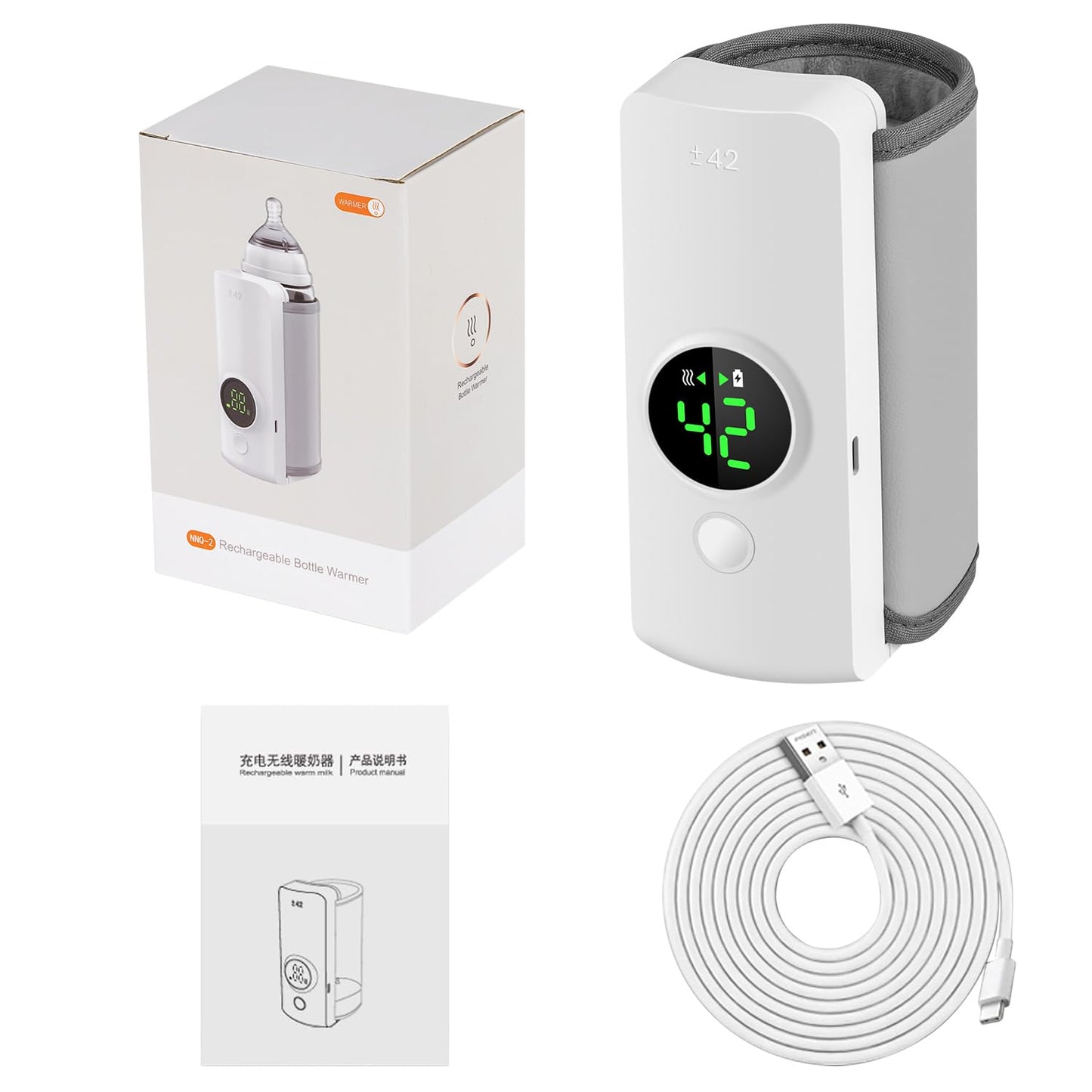 Portable Bottle Warmer for Travel, Fast Warming Comfortable Baby Feeding on the Go, Waterless Milk Warming with Battery-Powered for Home Outdoor