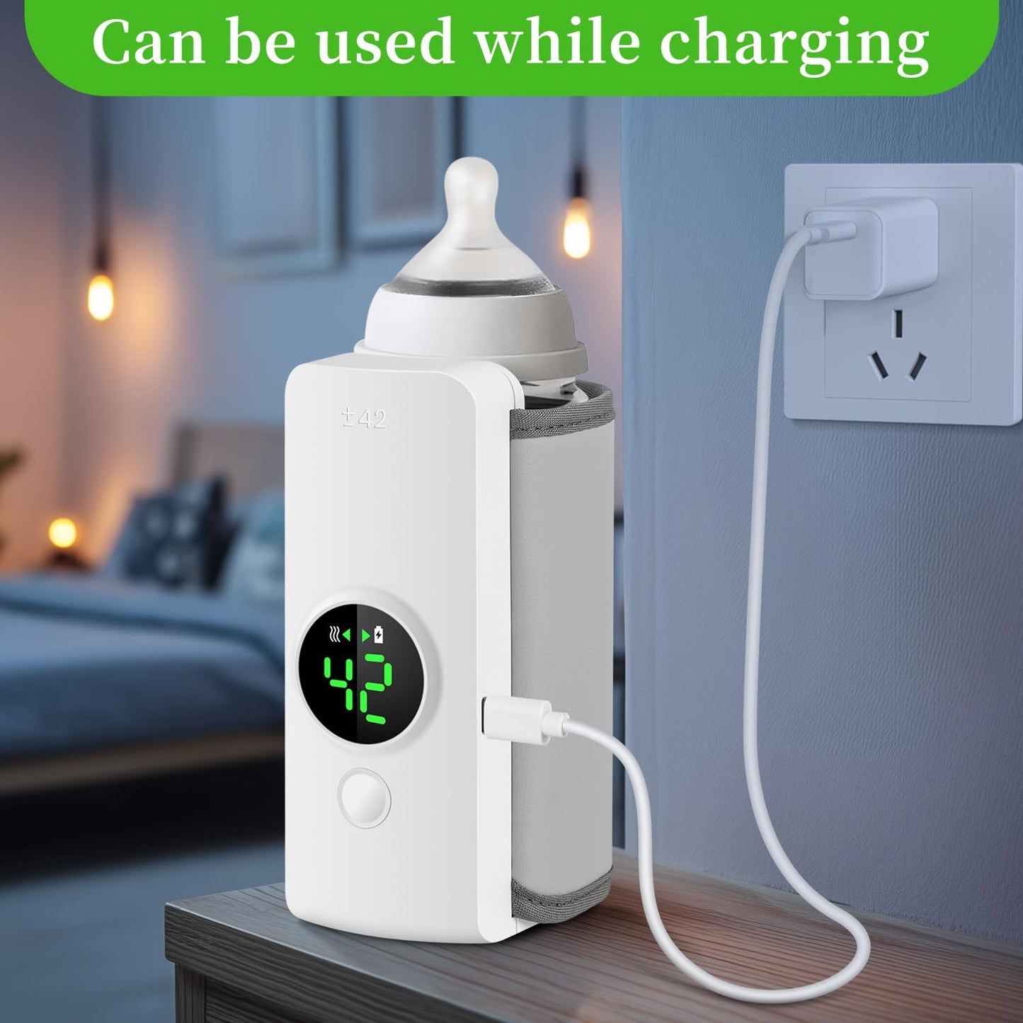 Portable Bottle Warmer for Travel, Fast Warming Comfortable Baby Feeding on the Go, Waterless Milk Warming with Battery-Powered for Home Outdoor