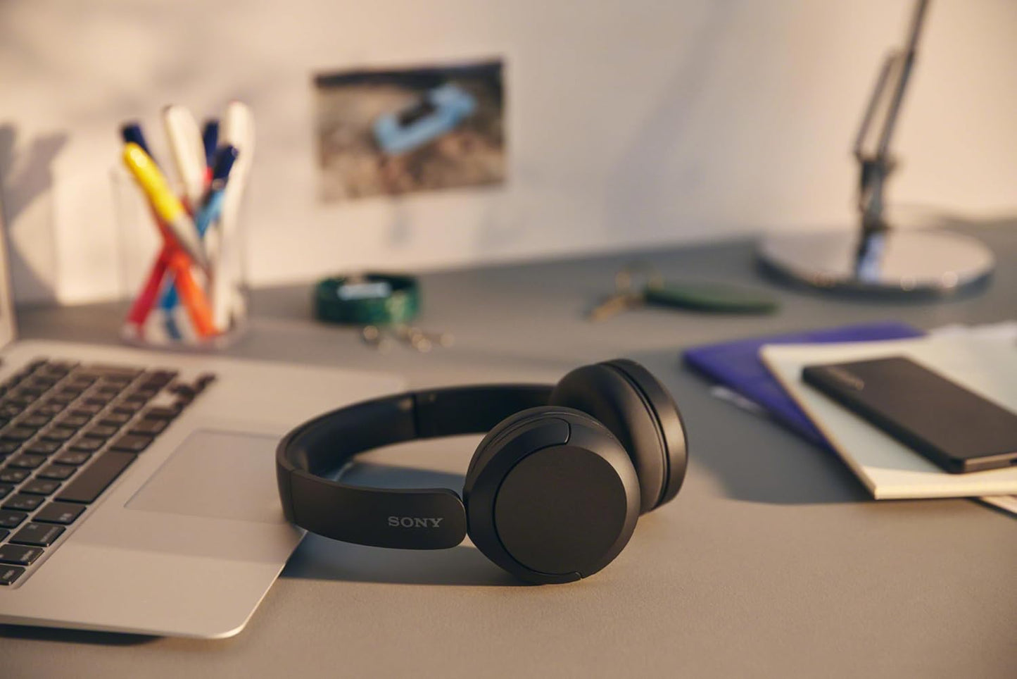 WH-CH520 Bluetooth Wireless On-Ear Headphones with Microphone, 50 Hours Battery Life, Quick Charging - Black