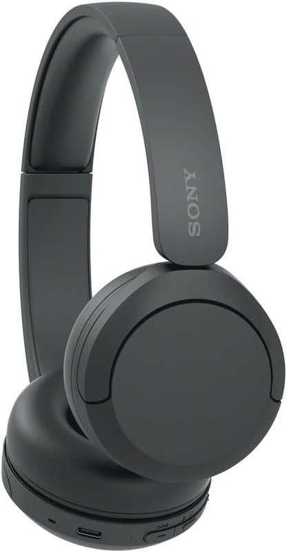 WH-CH520 Bluetooth Wireless On-Ear Headphones with Microphone, 50 Hours Battery Life, Quick Charging - Black