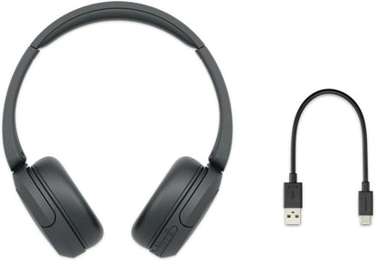 WH-CH520 Bluetooth Wireless On-Ear Headphones with Microphone, 50 Hours Battery Life, Quick Charging - Black