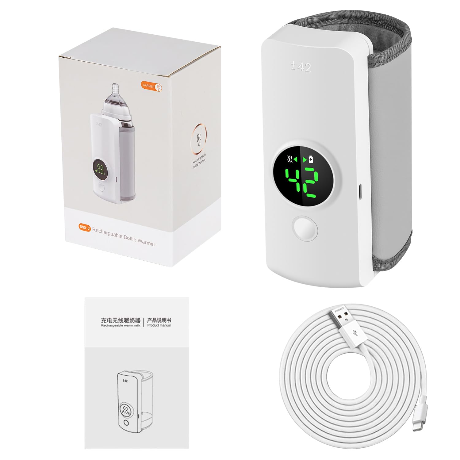 Portable Bottle Warmer for Travel, Fast Warming Comfortable Baby Feeding on the Go, Waterless Milk Warming with Battery-Powered for Home Outdoor