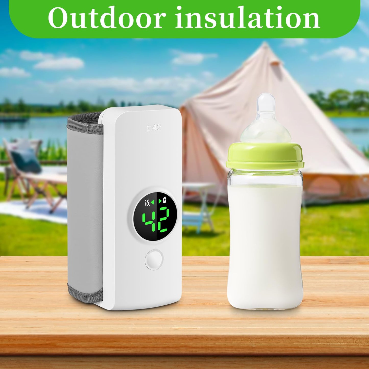 Portable Bottle Warmer for Travel, Fast Warming Comfortable Baby Feeding on the Go, Waterless Milk Warming with Battery-Powered for Home Outdoor