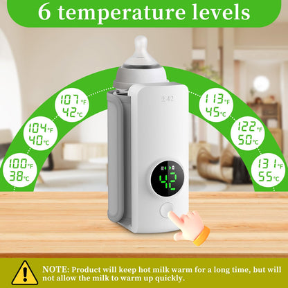 Portable Bottle Warmer for Travel, Fast Warming Comfortable Baby Feeding on the Go, Waterless Milk Warming with Battery-Powered for Home Outdoor