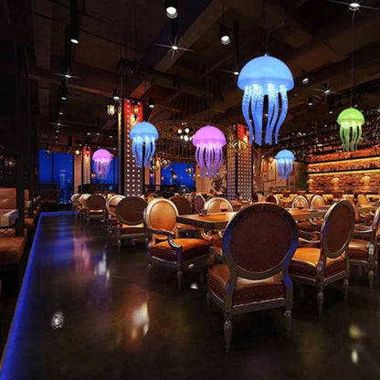 Nodic Colorful Jellyfish Led Pendant Light Creative Bar Counter Coffee Park Tree Outdoor Light Fancy Restaurant Hanging Lamp