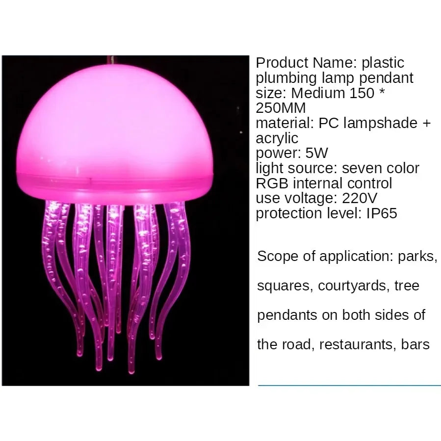 Nodic Colorful Jellyfish Led Pendant Light Creative Bar Counter Coffee Park Tree Outdoor Light Fancy Restaurant Hanging Lamp